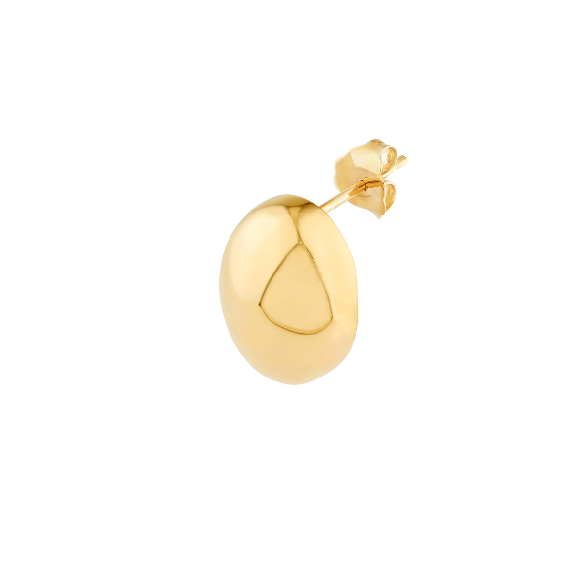 14K Yellow Gold Puffy Oval Stud Earrings