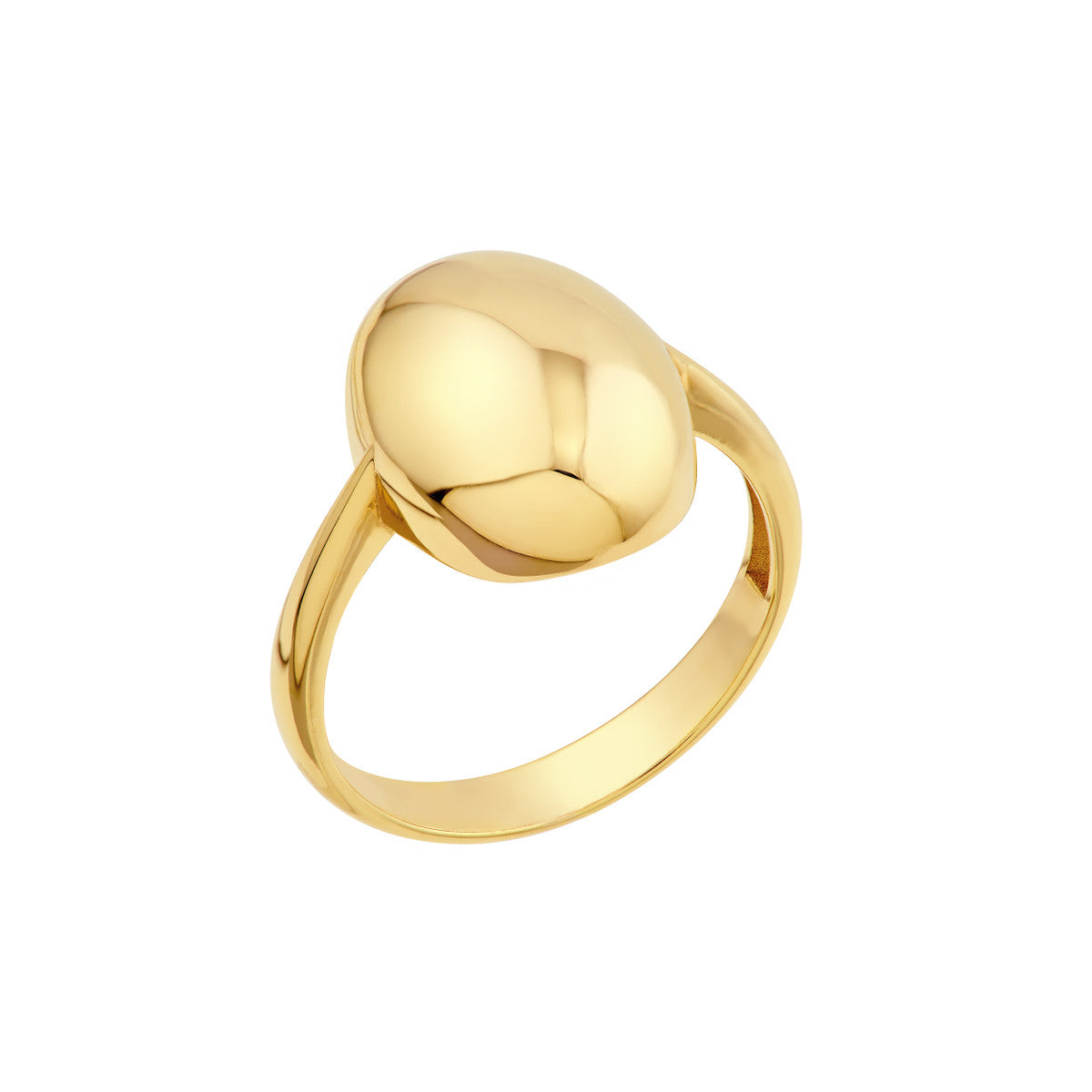 14K Yellow Gold Puffy Oval Ring