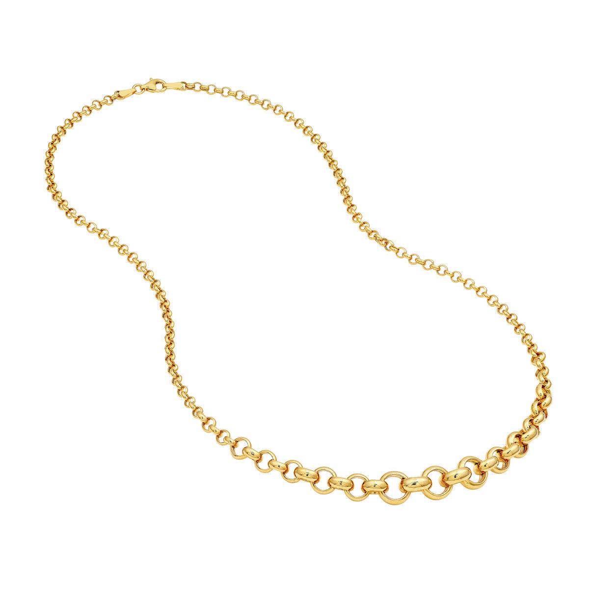 14K Yellow Gold Hollow Graduated Medium Rolo Necklace Birmingham Jewelry Necklace Birmingham Jewelry 