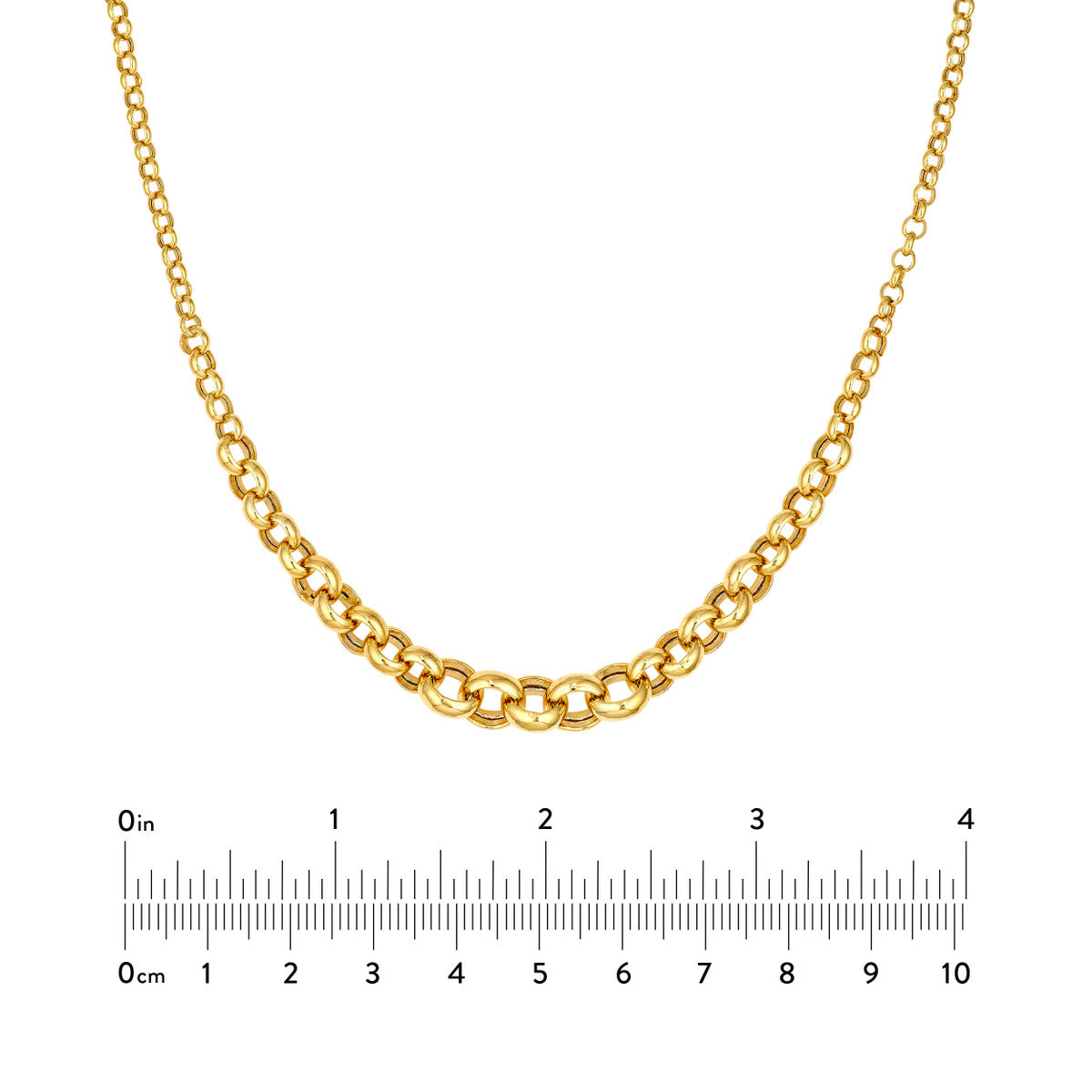 14K Yellow Gold Hollow Graduated Medium Rolo Necklace Birmingham Jewelry Necklace Birmingham Jewelry 