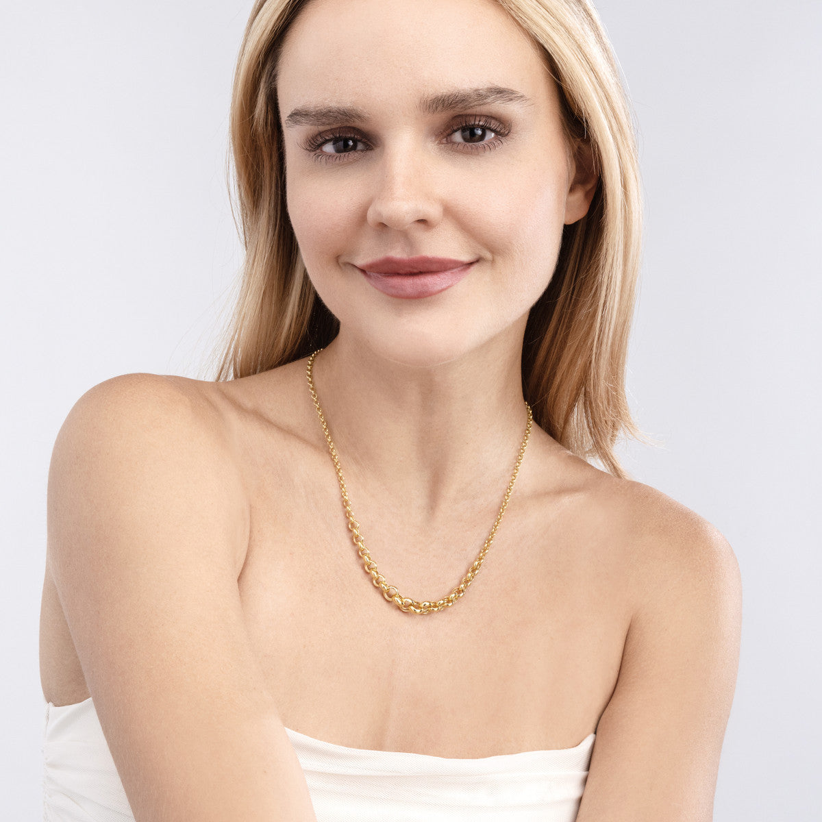 14K Yellow Gold Hollow Graduated Medium Rolo Necklace Birmingham Jewelry Necklace Birmingham Jewelry 