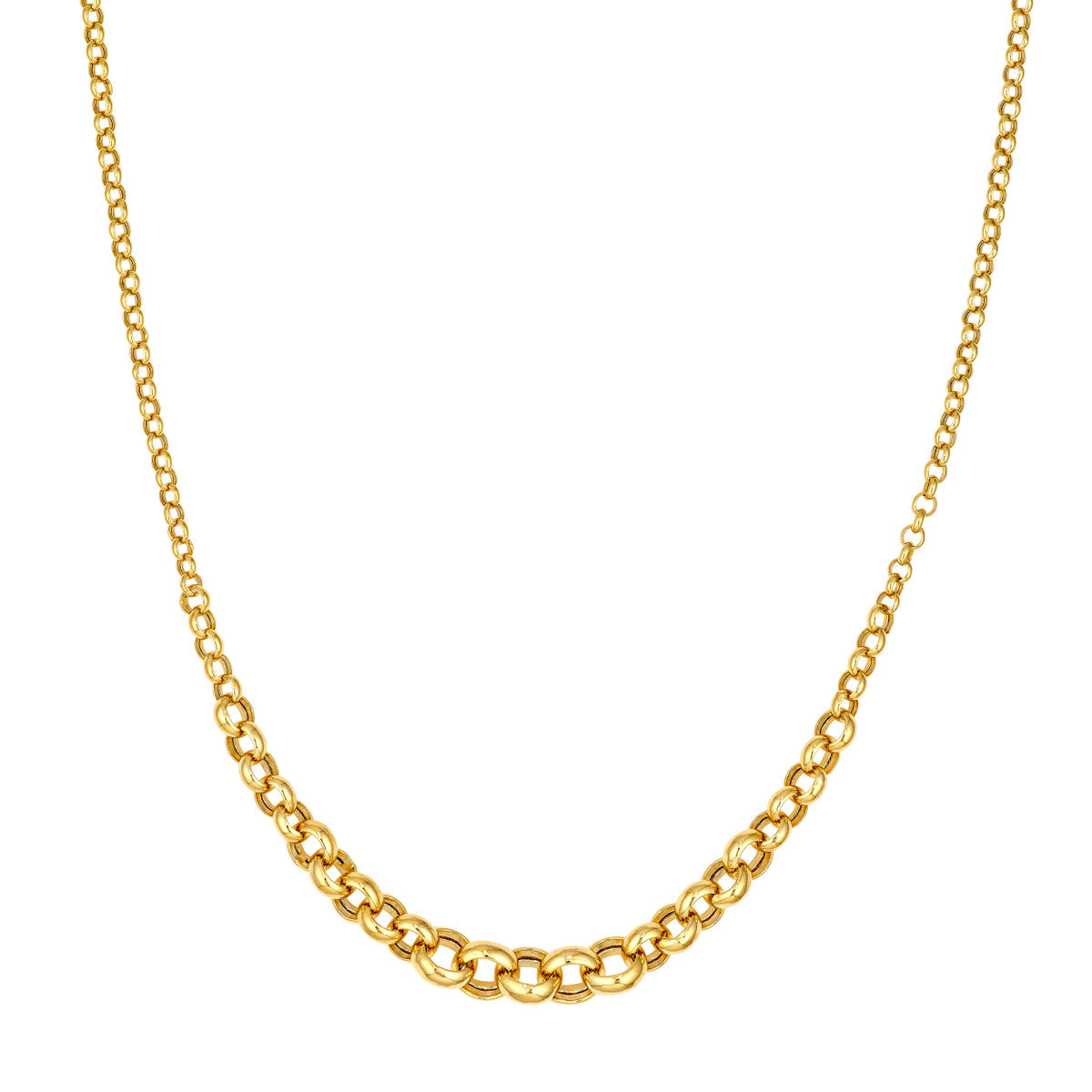 14K Yellow Gold Hollow Graduated Medium Rolo Necklace Birmingham Jewelry Necklace Birmingham Jewelry 