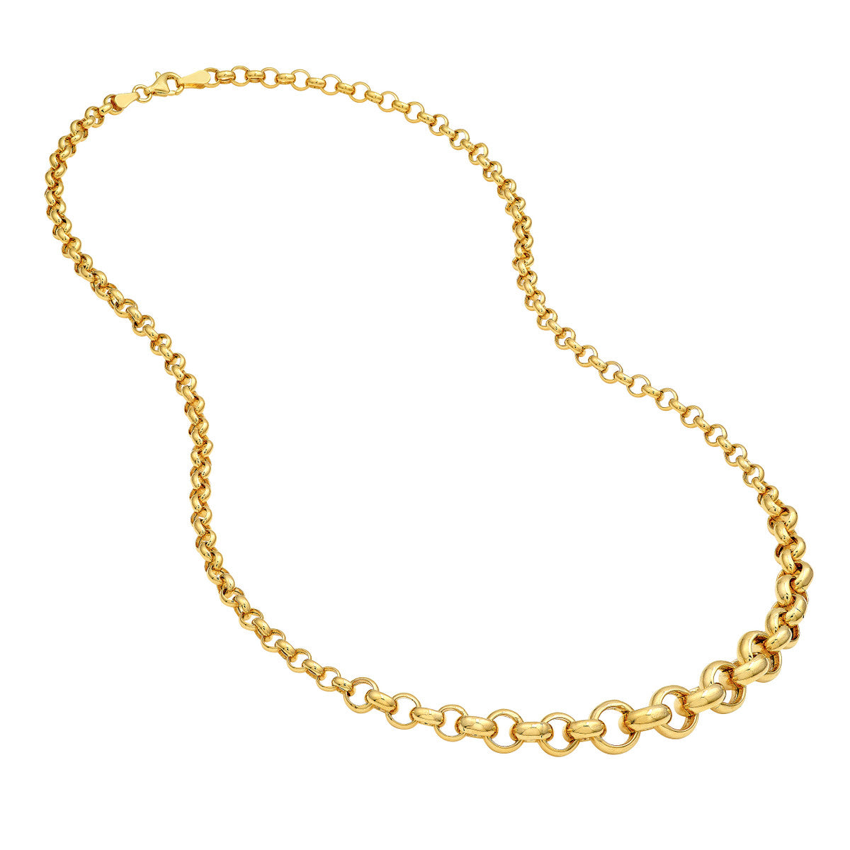 14K Yellow Gold Hollow Graduated Large Rolo Necklace Birmingham Jewelry Necklace Birmingham Jewelry 
