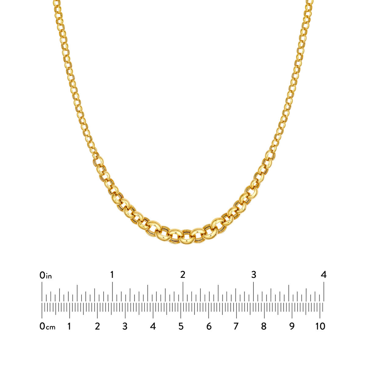 14K Yellow Gold Hollow Graduated Large Rolo Necklace Birmingham Jewelry Necklace Birmingham Jewelry 