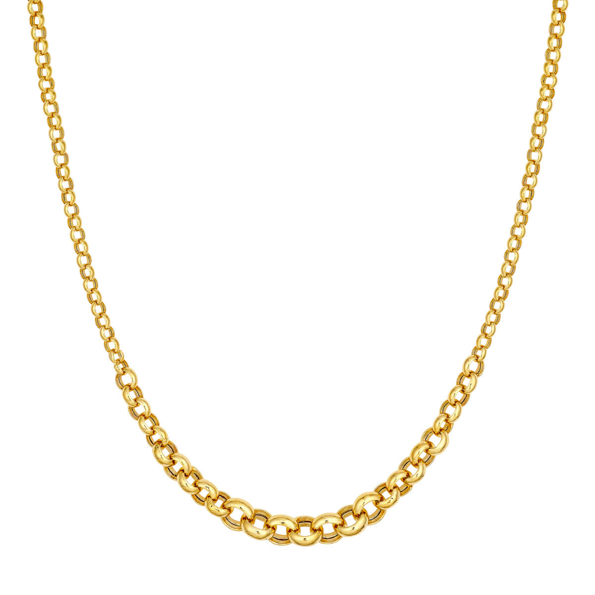 14K Yellow Gold Hollow Graduated Large Rolo Necklace Birmingham Jewelry Necklace Birmingham Jewelry 