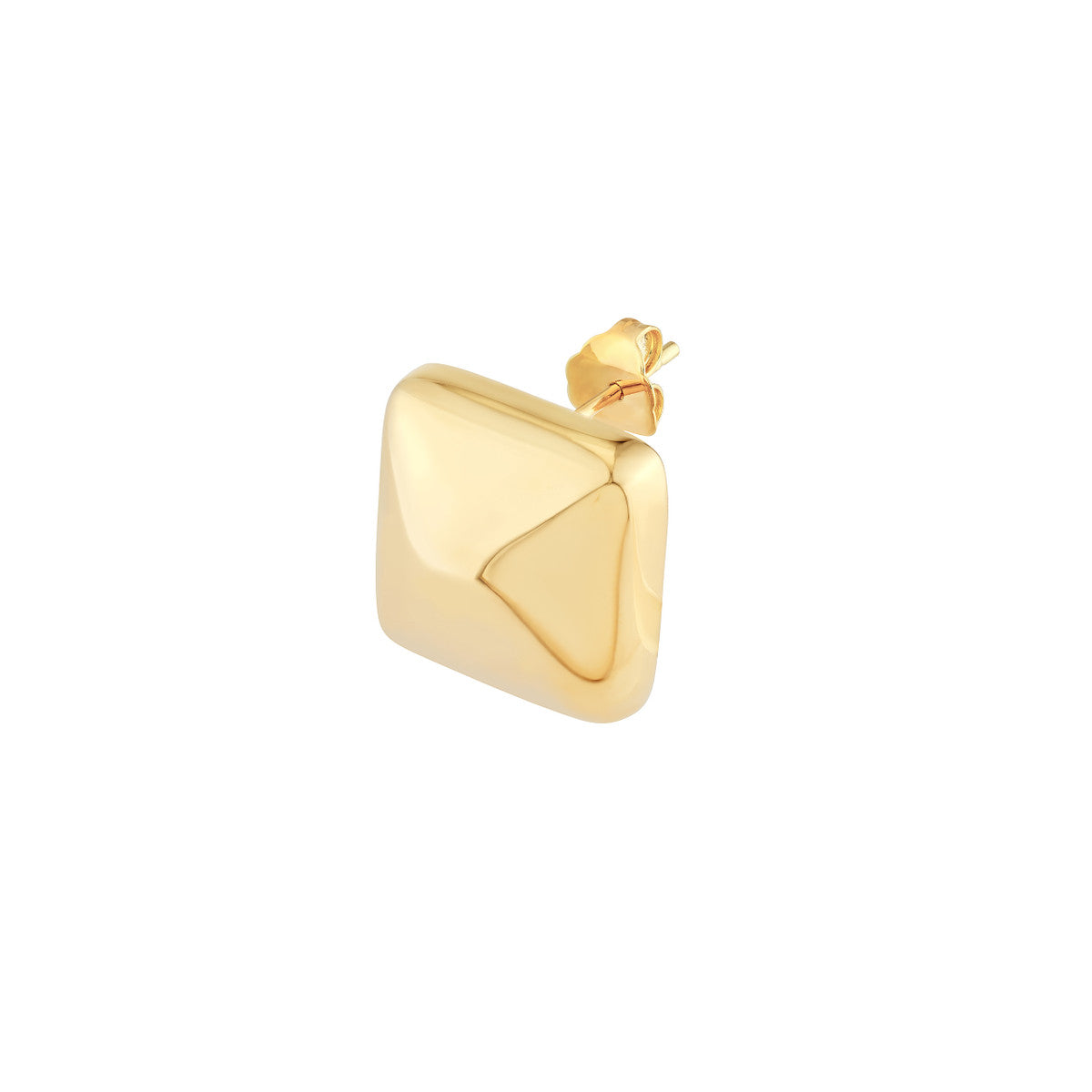 14K Yellow Gold Puffy Square Earrings