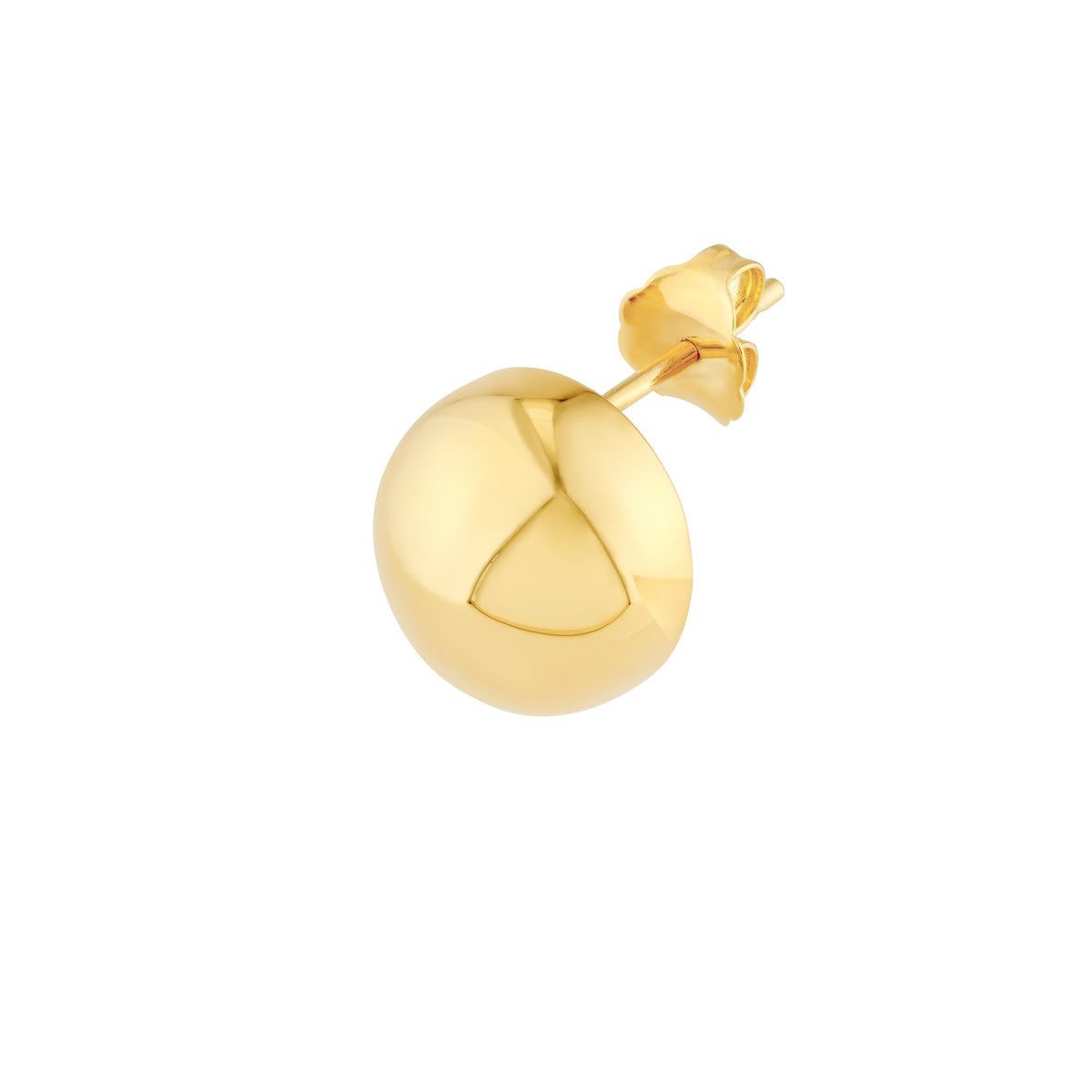 14K Yellow Gold Puffy Round Stud Earrings