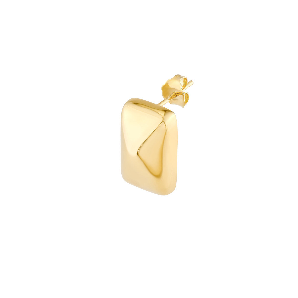 14K Yellow Gold Puffy Rectangle Stud Earrings