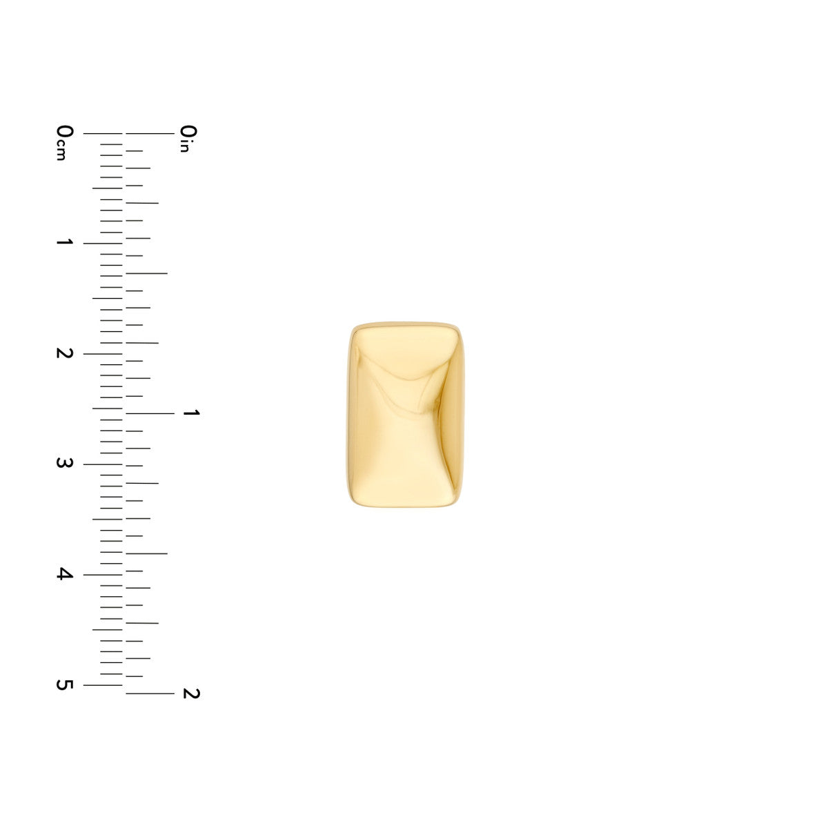 14K Yellow Gold Puffy Rectangle Stud Earrings