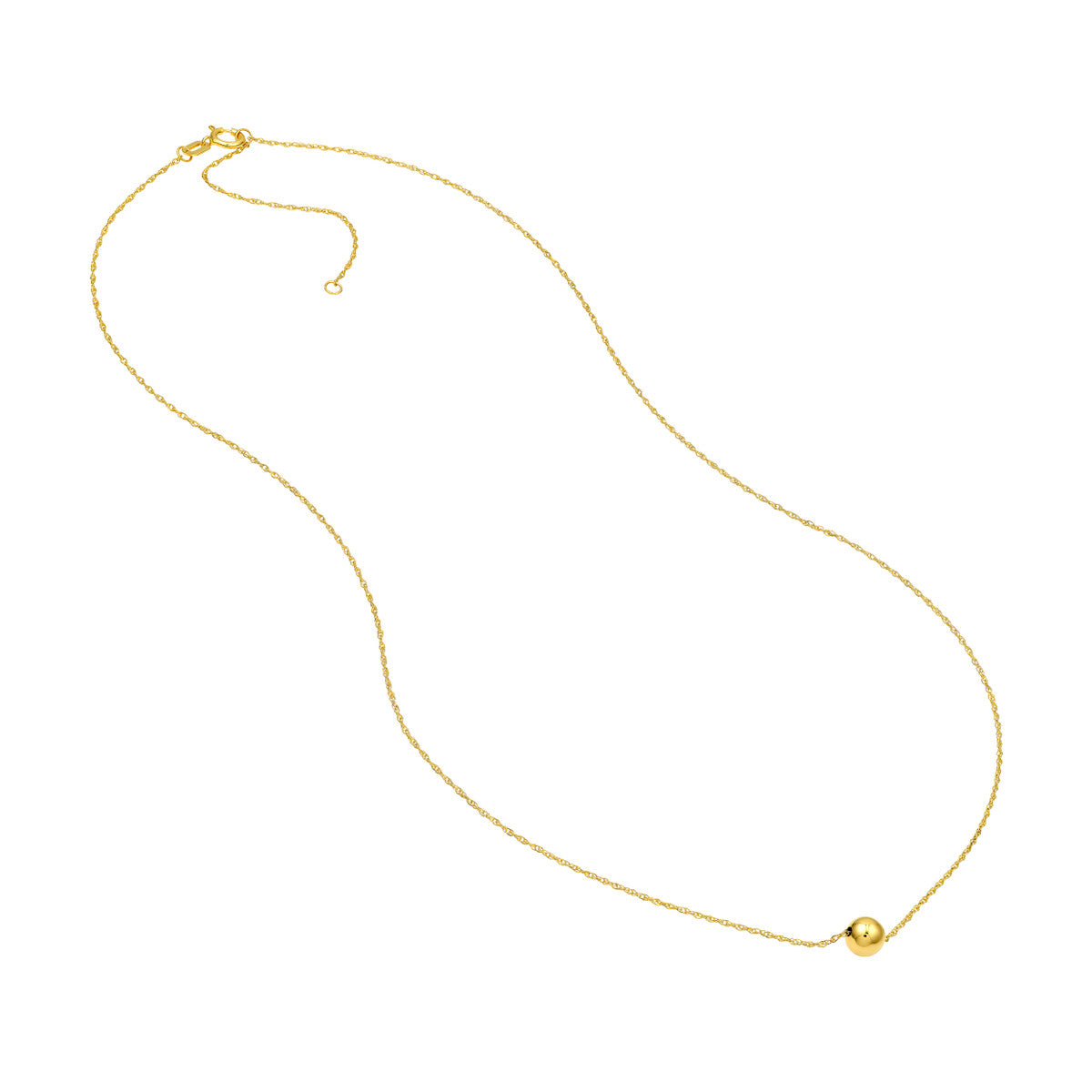 14K Yellow Gold Puffy Bead Charm Necklace
