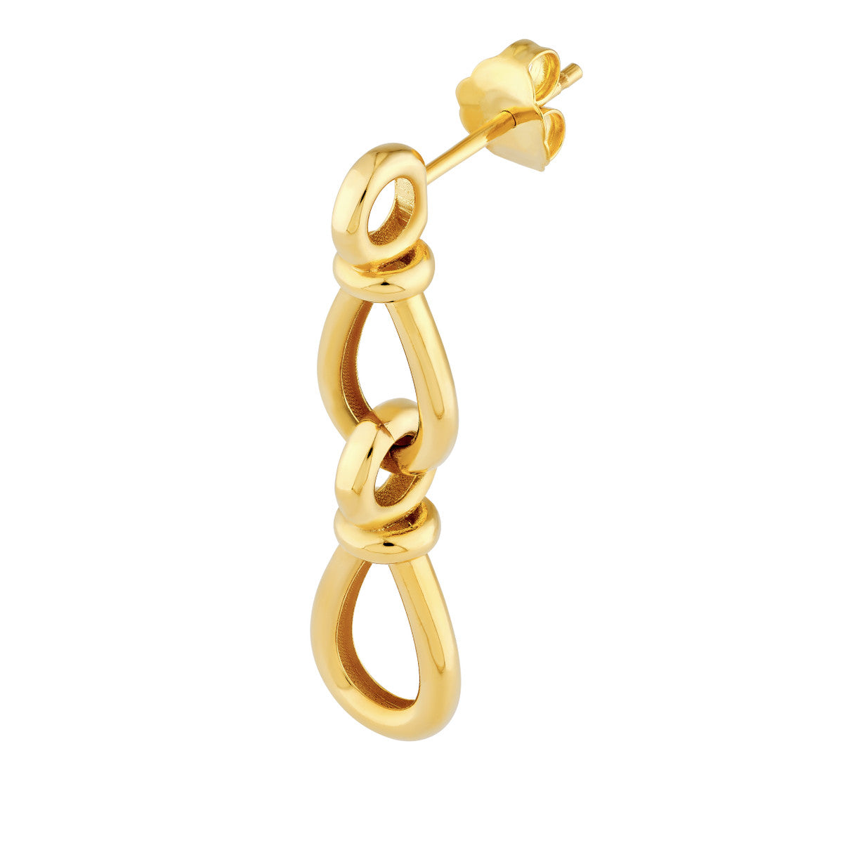 14K Yellow Gold Teardrop Link Dangle Earrings