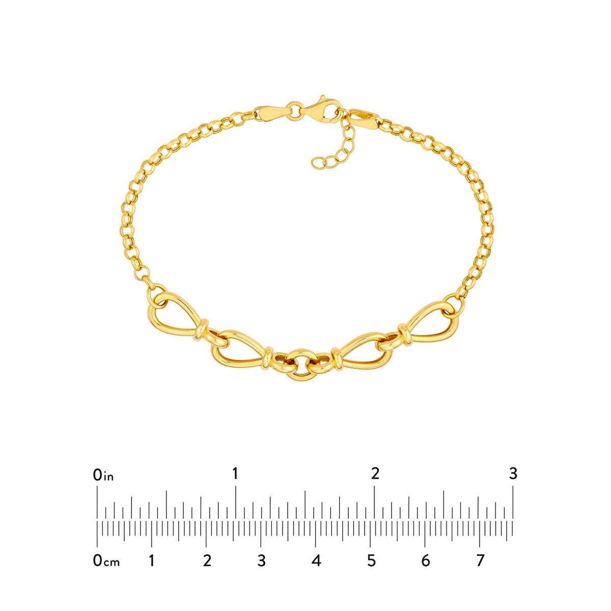 14K Yellow Gold Hollow Teardrop Link Adjustable Bracelet