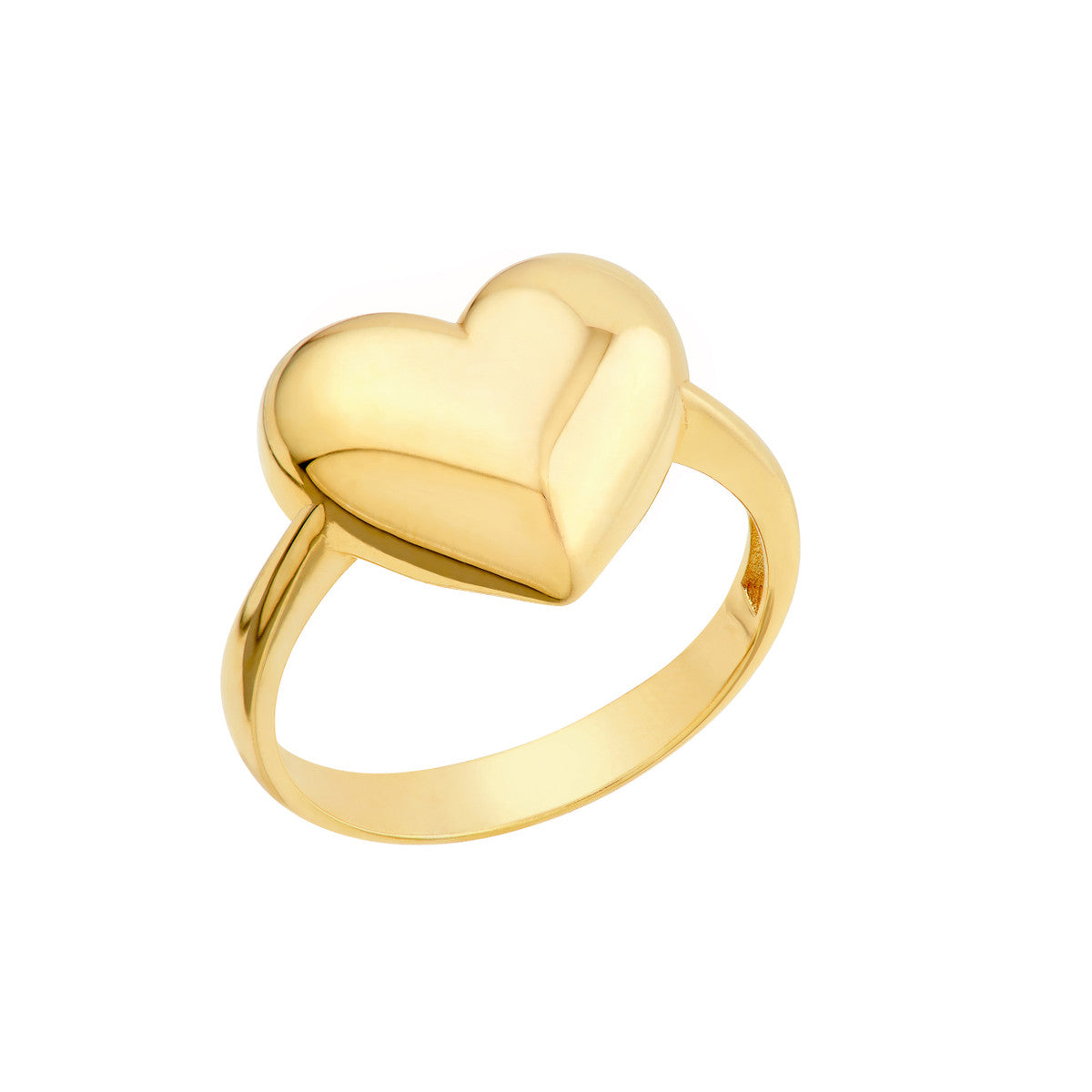 14K Yellow Gold Puffy Heart Ring