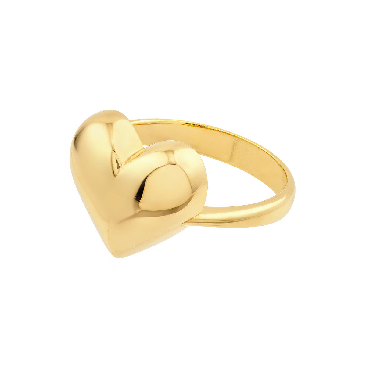 14K Yellow Gold Puffy Heart Ring