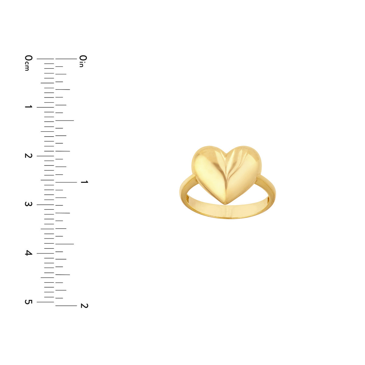 14K Yellow Gold Puffy Heart Ring