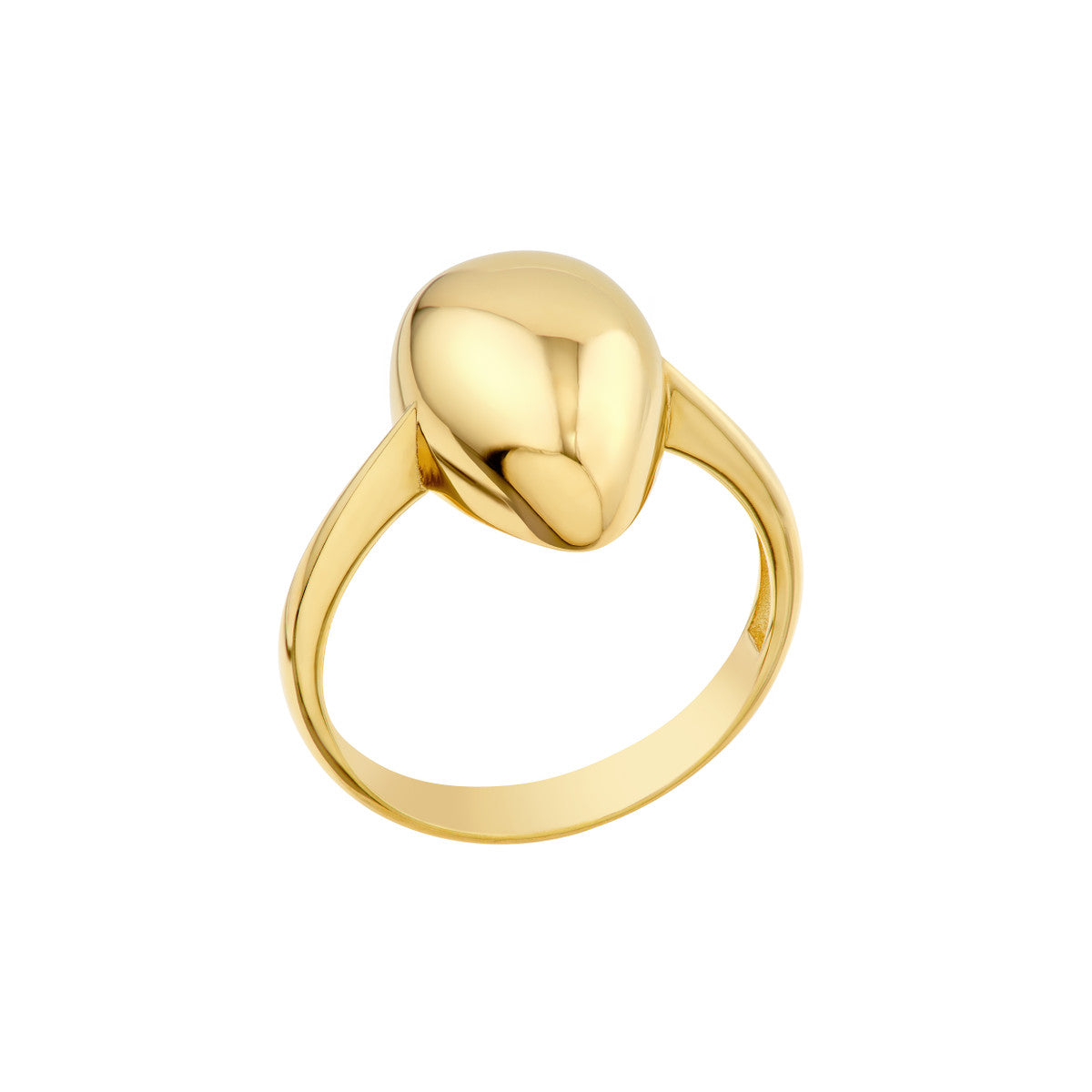 14K Yellow Gold Puffy Teardrop Ring