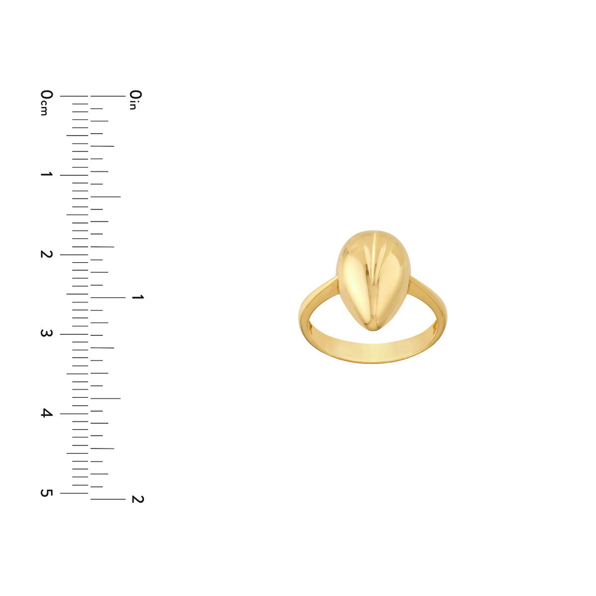 14K Yellow Gold Puffy Teardrop Ring
