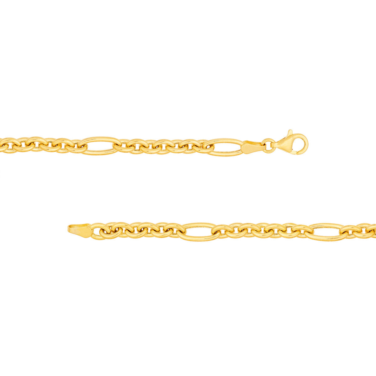 14K Yellow Gold Hollow Oval Link 7+1 Chain
