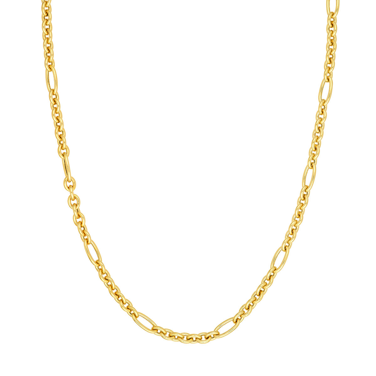 14K Yellow Gold Hollow Oval Link 7+1 Chain