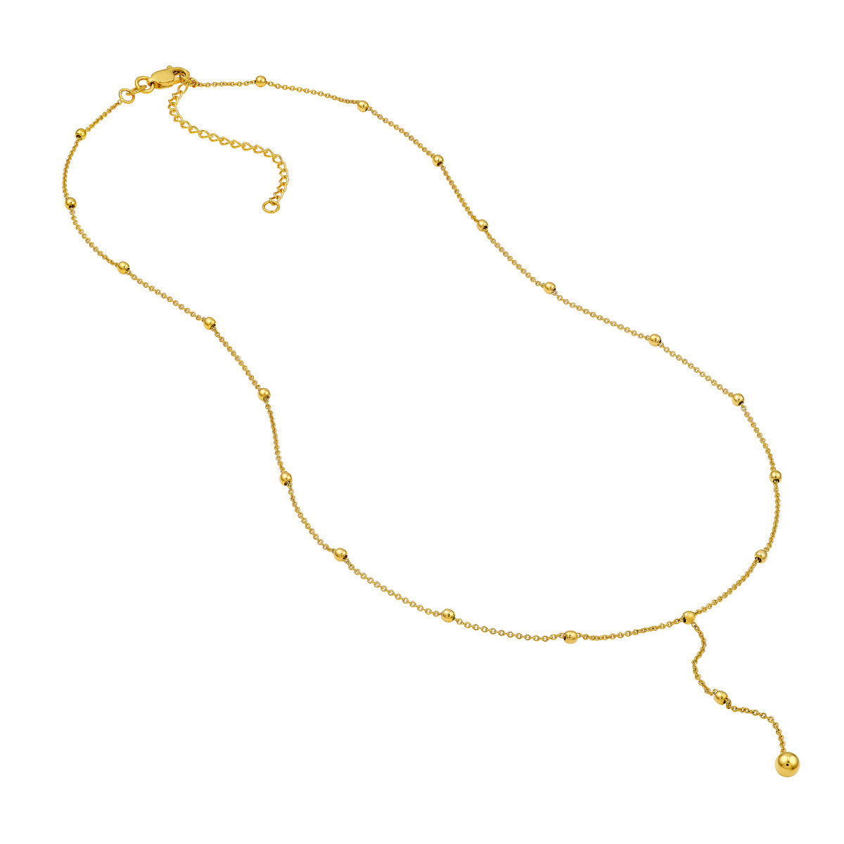14K Yellow Gold Beaded Chain Lariat Necklace Birmingham Jewelry Necklace Birmingham Jewelry 