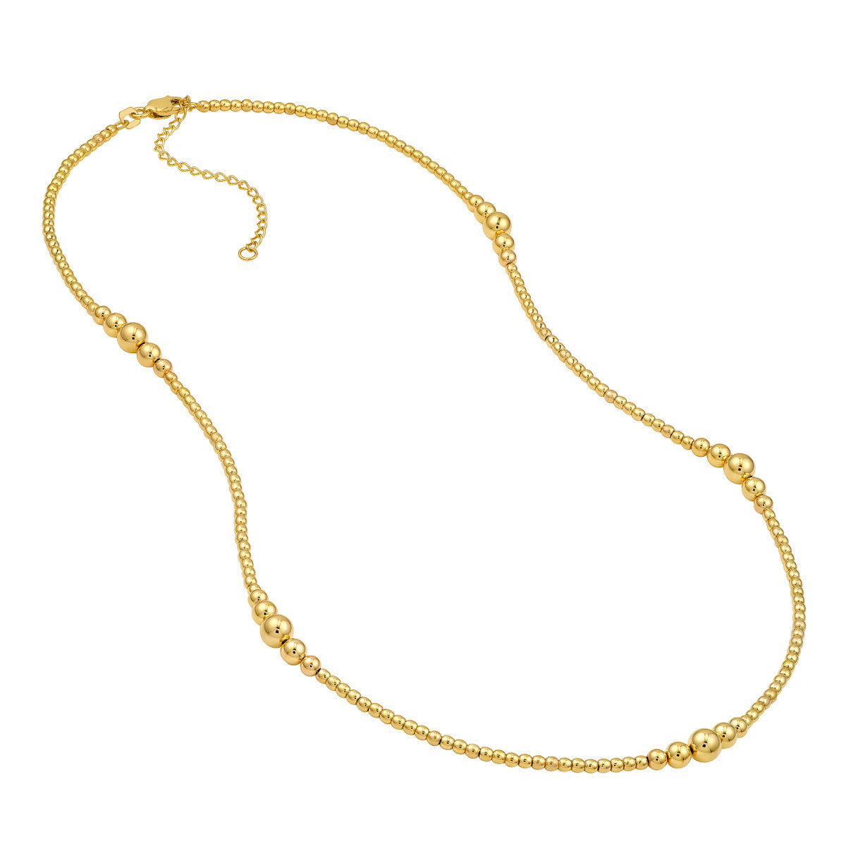 14K Yellow Gold Graduated Bead Station Necklace