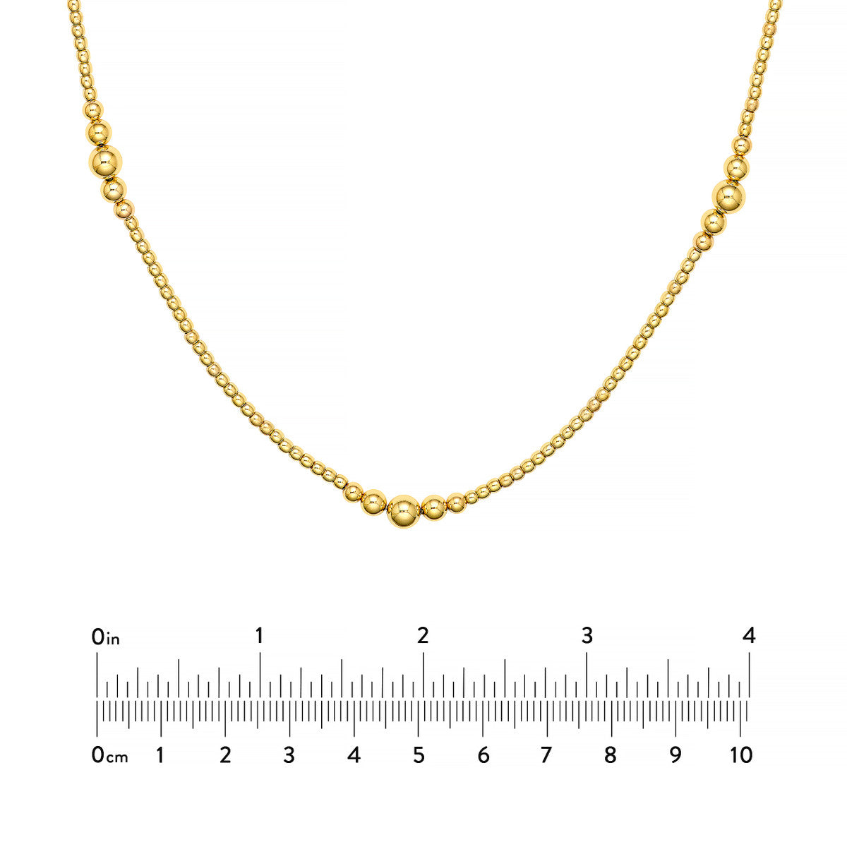 14K Yellow Gold Graduated Bead Station Necklace