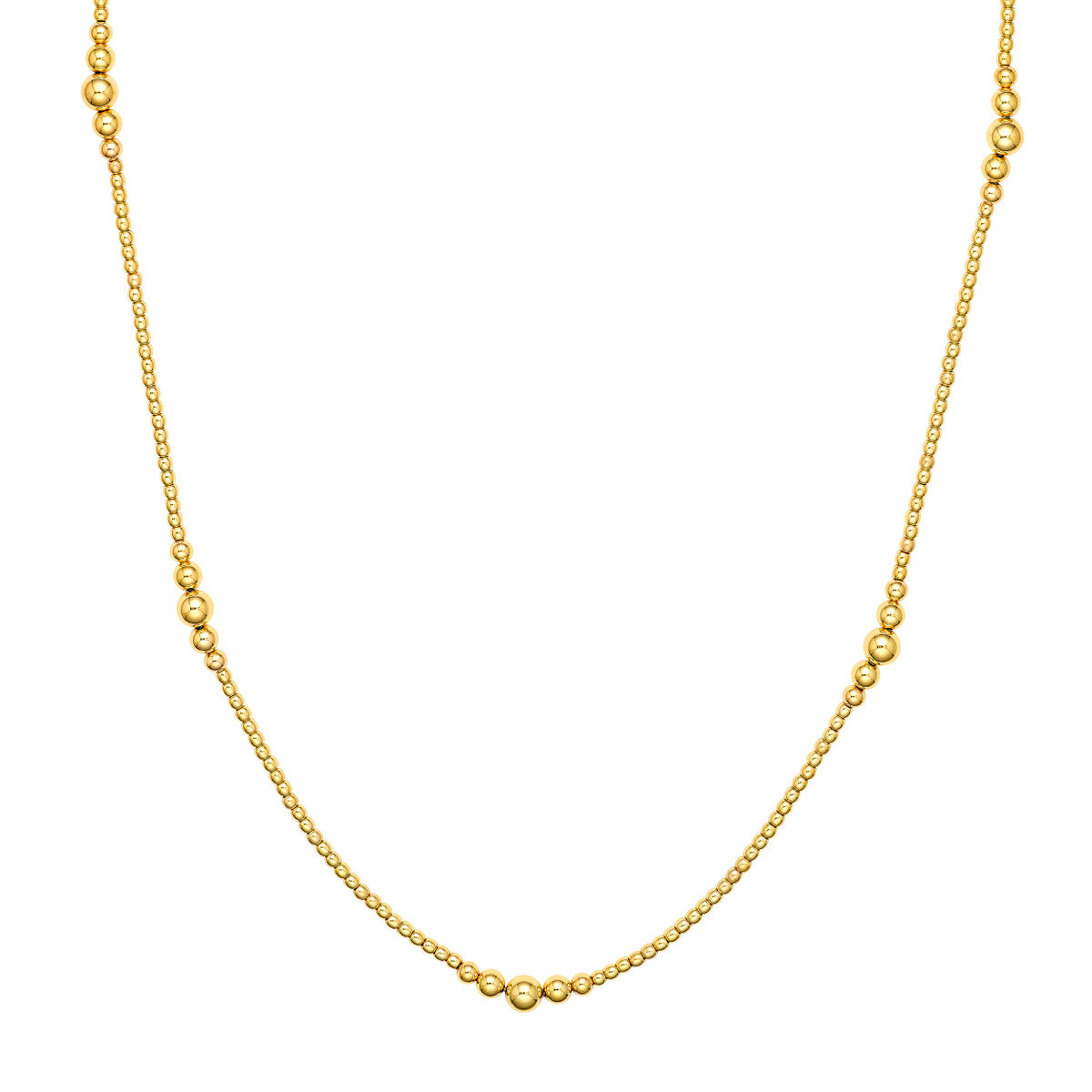 14K Yellow Gold Graduated Bead Station Necklace