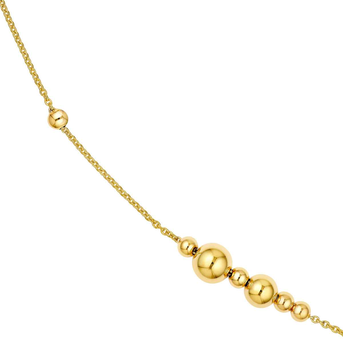 14K Yellow Gold Long and Lovely Alternating Beaded Necklace