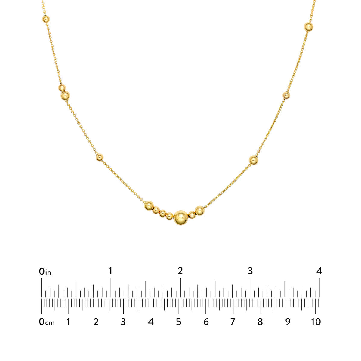 14K Yellow Gold Long and Lovely Alternating Beaded Necklace