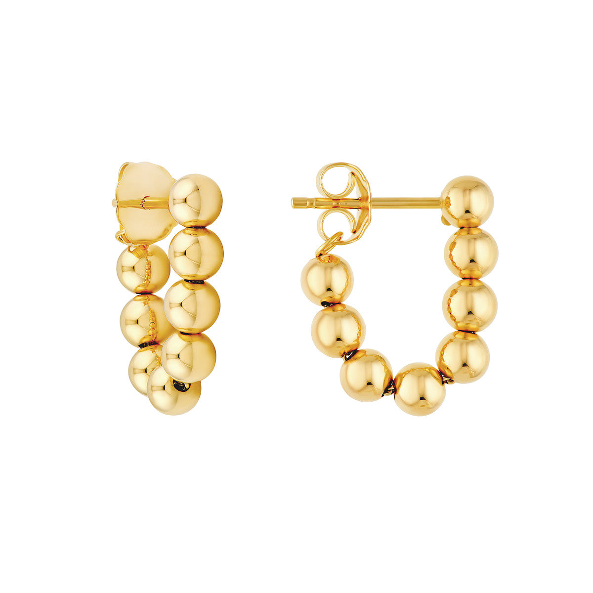 14K Yellow Gold Front to Back Bead Earrings
