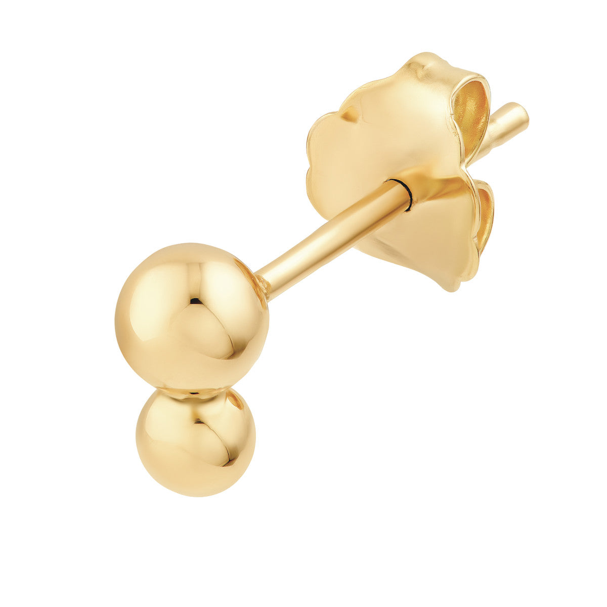 14K Yellow Gold Double Bead Stud Earrings