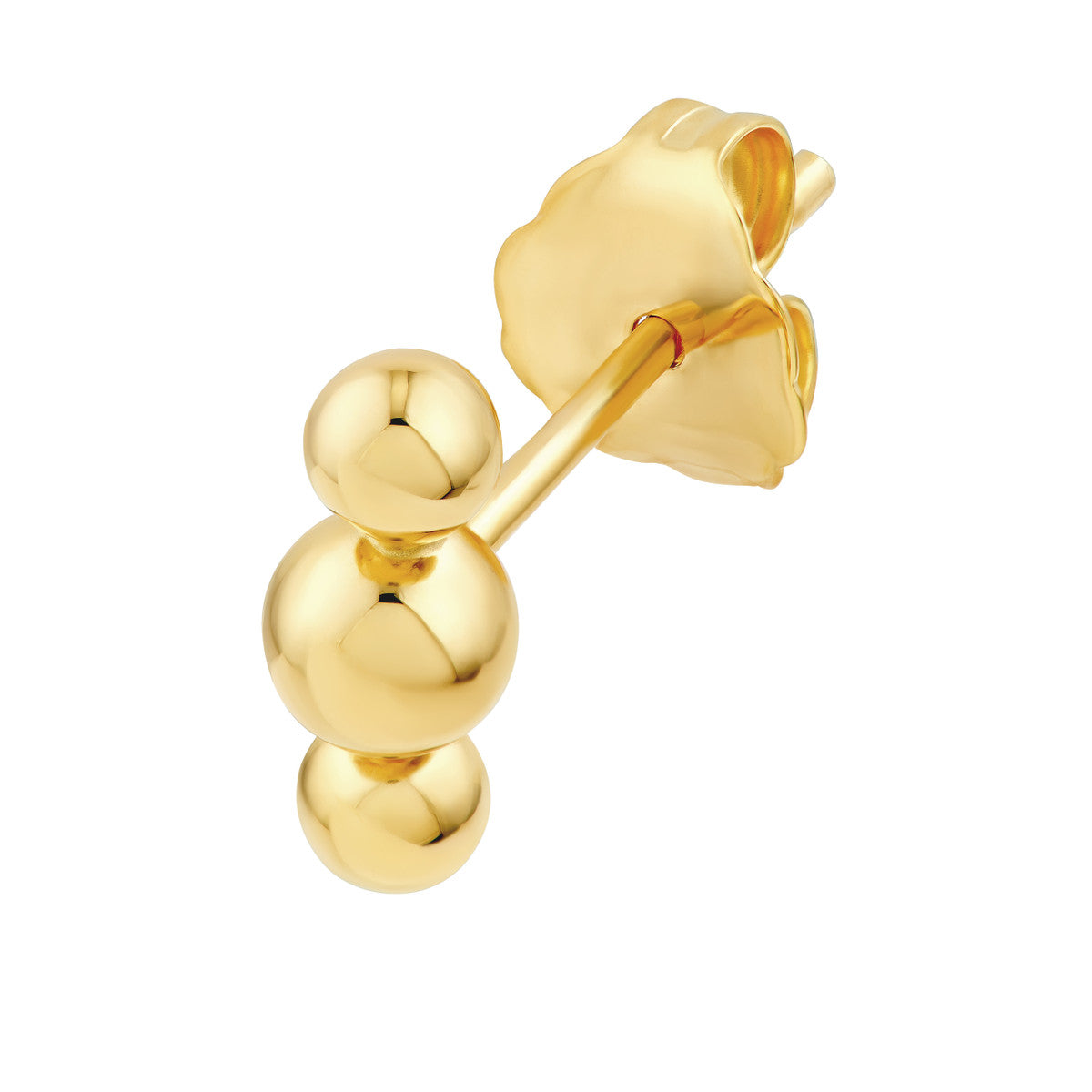 14K Yellow Gold Linear Trio Bead Stud Earrings