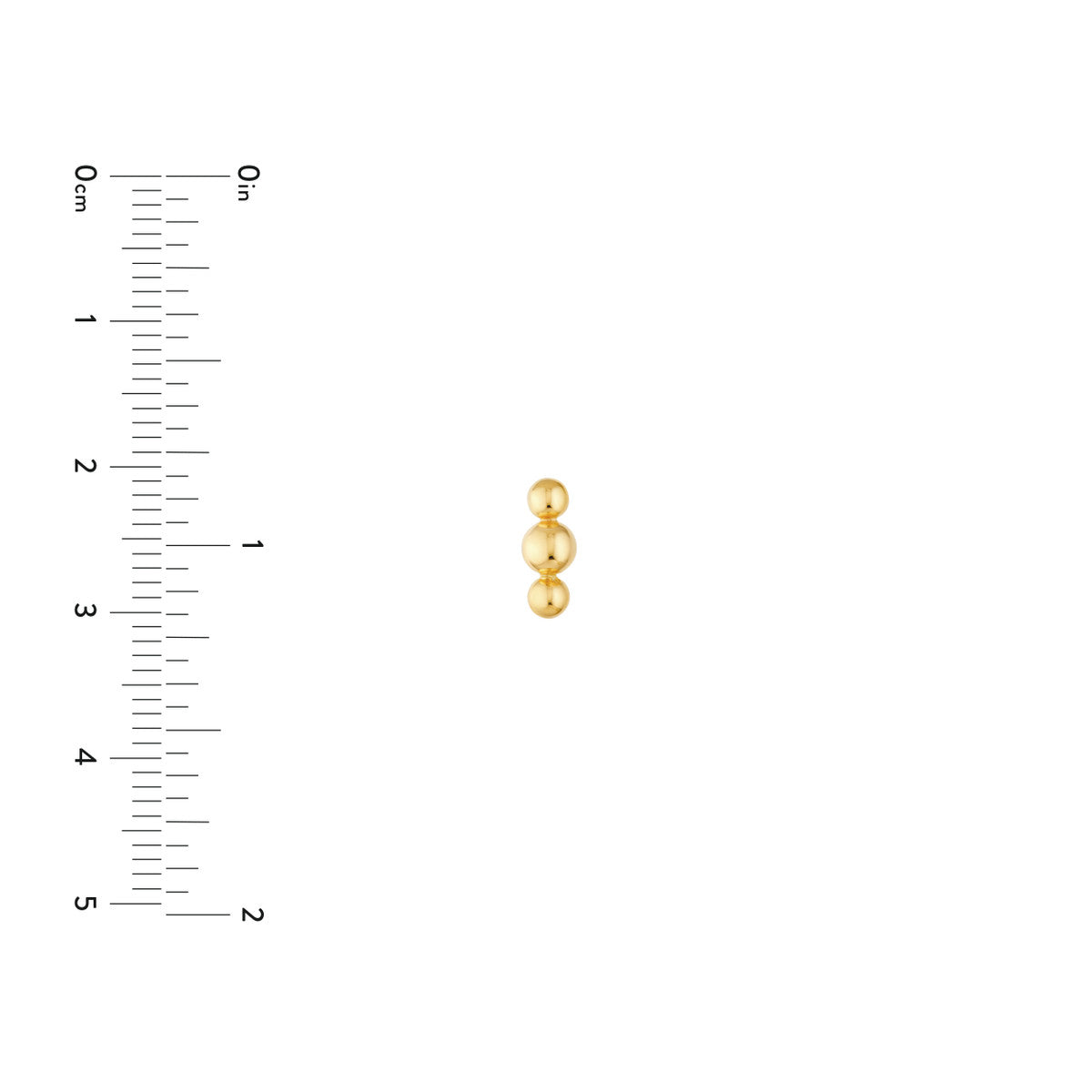 14K Yellow Gold Linear Trio Bead Stud Earrings