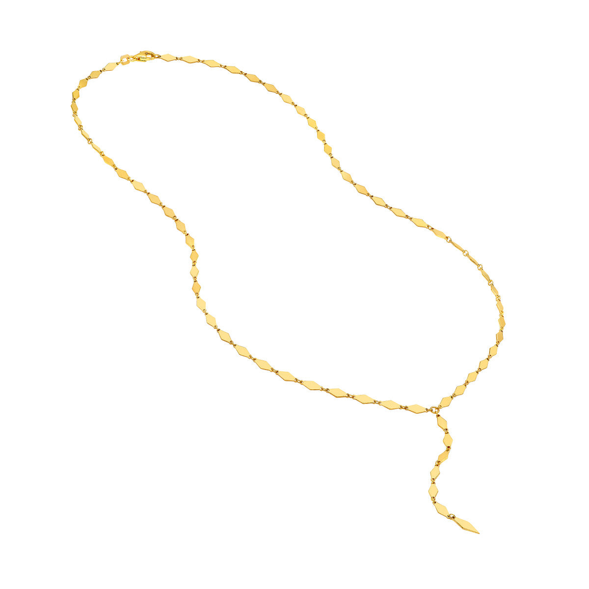 14K Yellow Gold Mirror Diamond Shape Link Lariat Necklace Birmingham Jewelry Necklace Birmingham Jewelry 