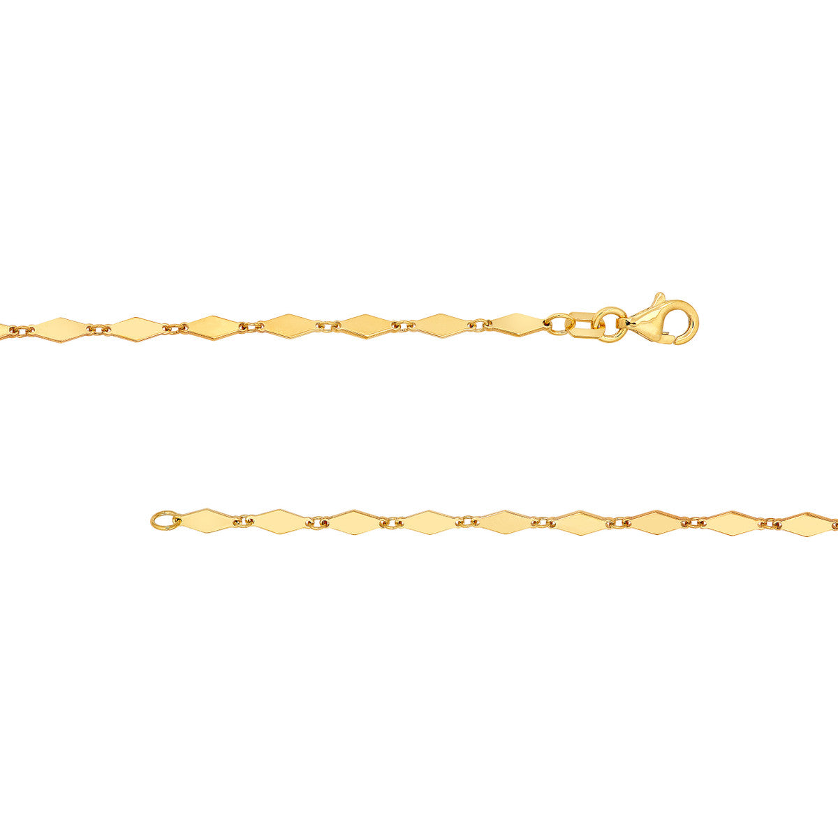14K Yellow Gold Mirror Diamond Shape Link Lariat Necklace Birmingham Jewelry Necklace Birmingham Jewelry 