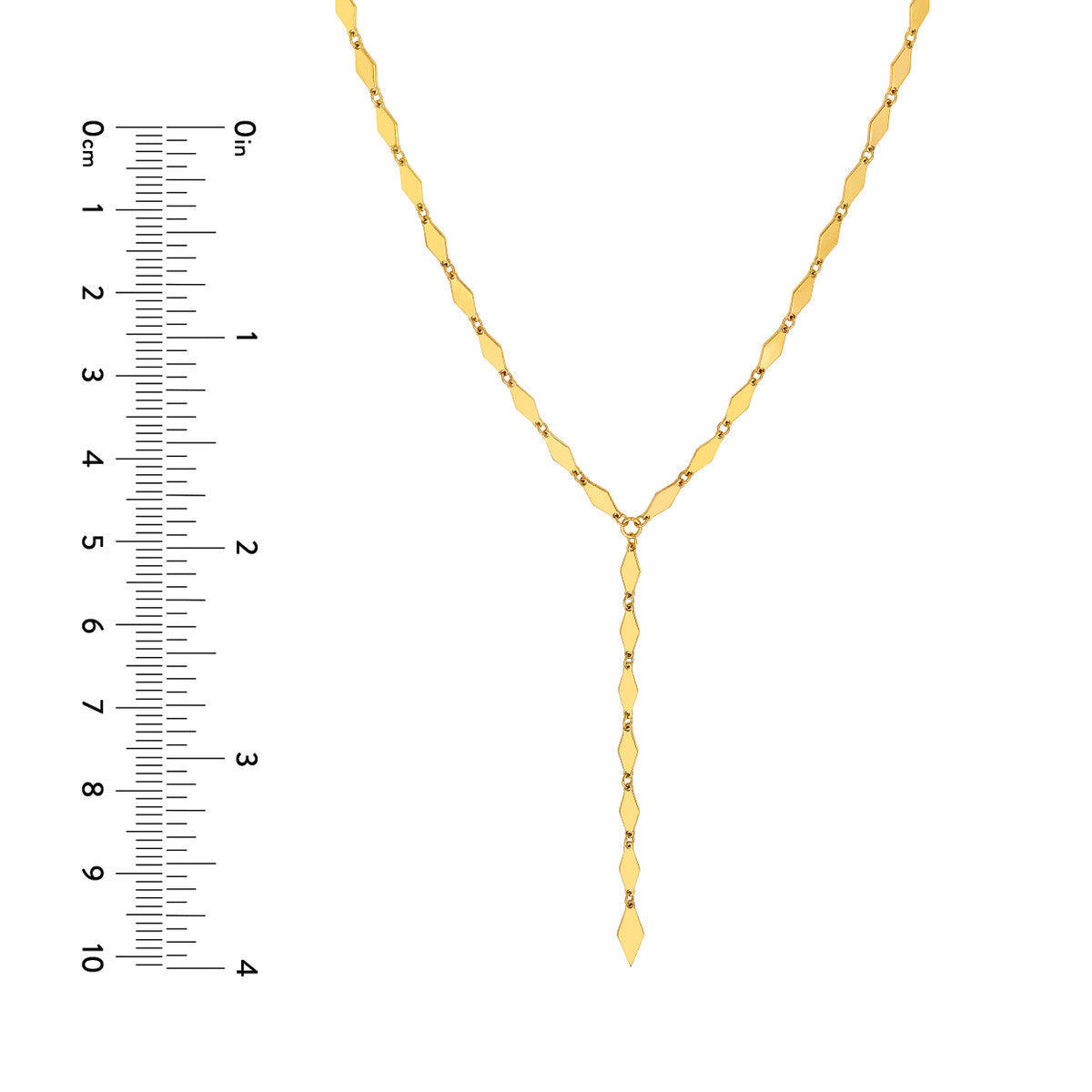 14K Yellow Gold Mirror Diamond Shape Link Lariat Necklace Birmingham Jewelry Necklace Birmingham Jewelry 