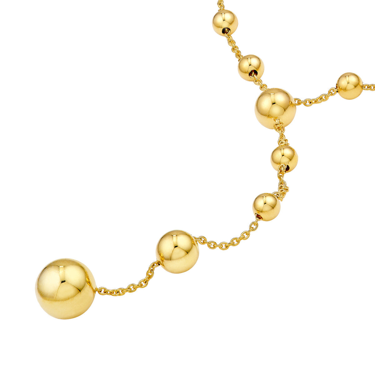 14K Yellow Gold Graduated Bead Lariat Necklace Birmingham Jewelry Necklace Birmingham Jewelry 