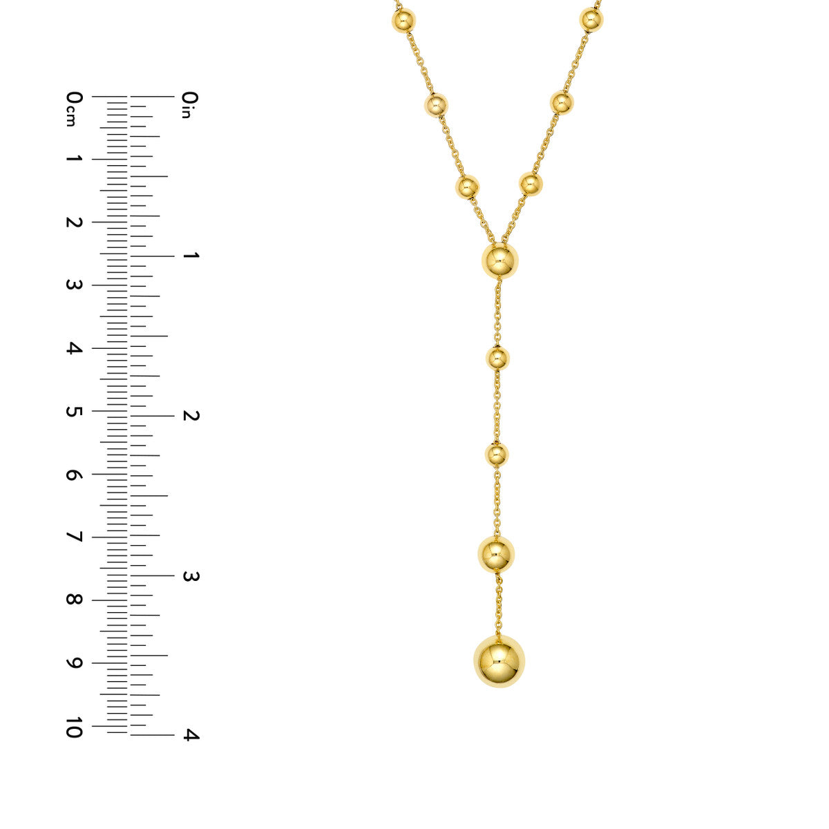 14K Yellow Gold Graduated Bead Lariat Necklace Birmingham Jewelry Necklace Birmingham Jewelry 
