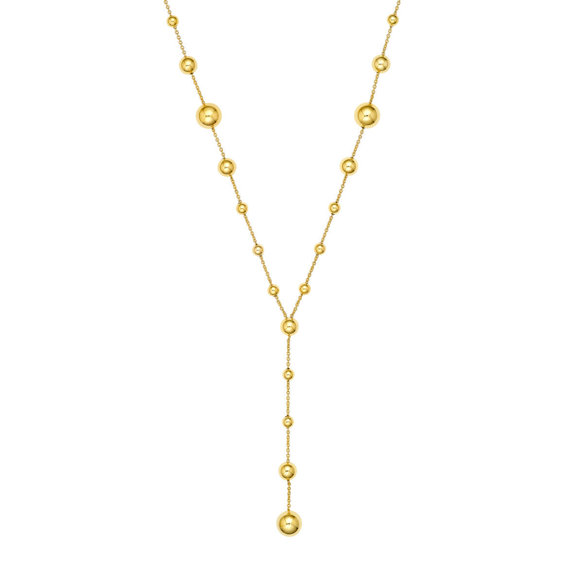 14K Yellow Gold Graduated Bead Lariat Necklace Birmingham Jewelry Necklace Birmingham Jewelry 