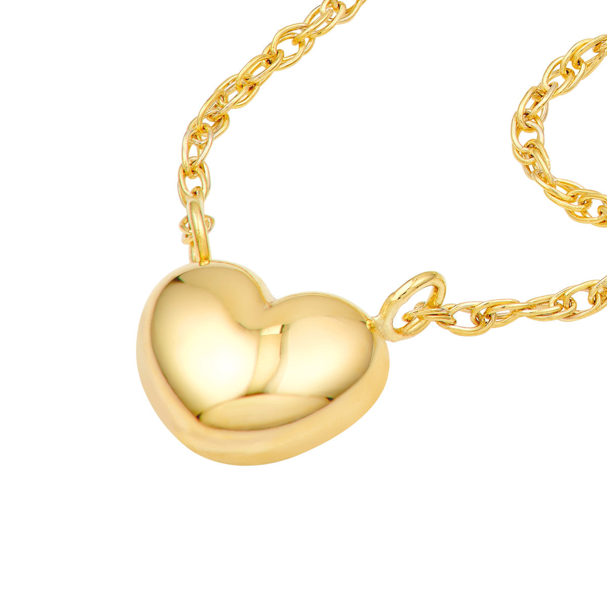 14K Yellow Gold Small SM Puffy Heart Necklace
