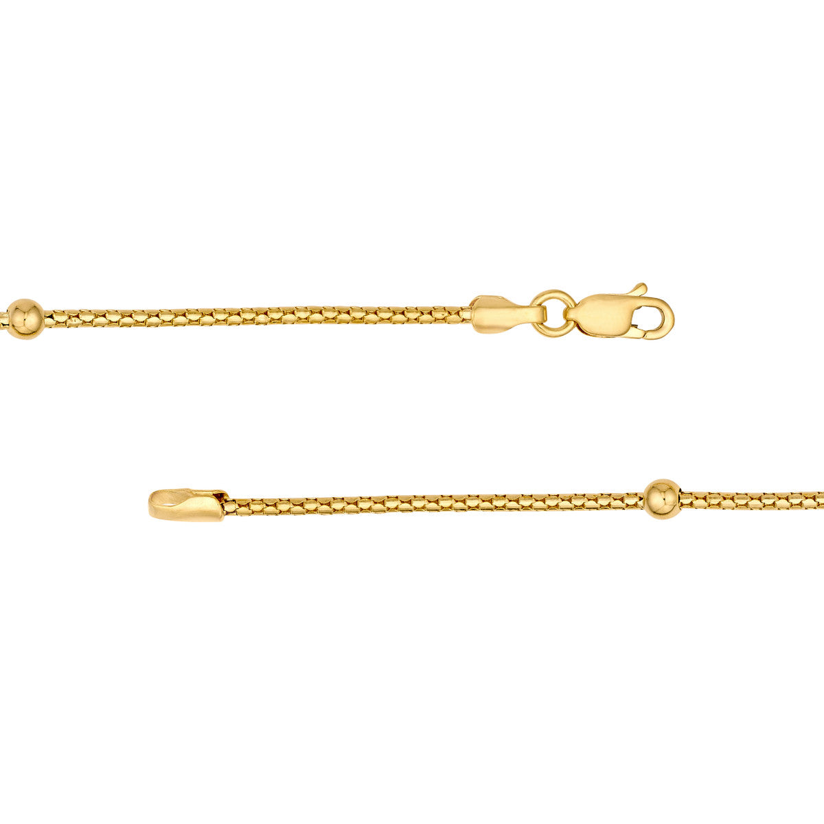 14K Yellow Gold Diamond Cut Beaded Popcorn Chain