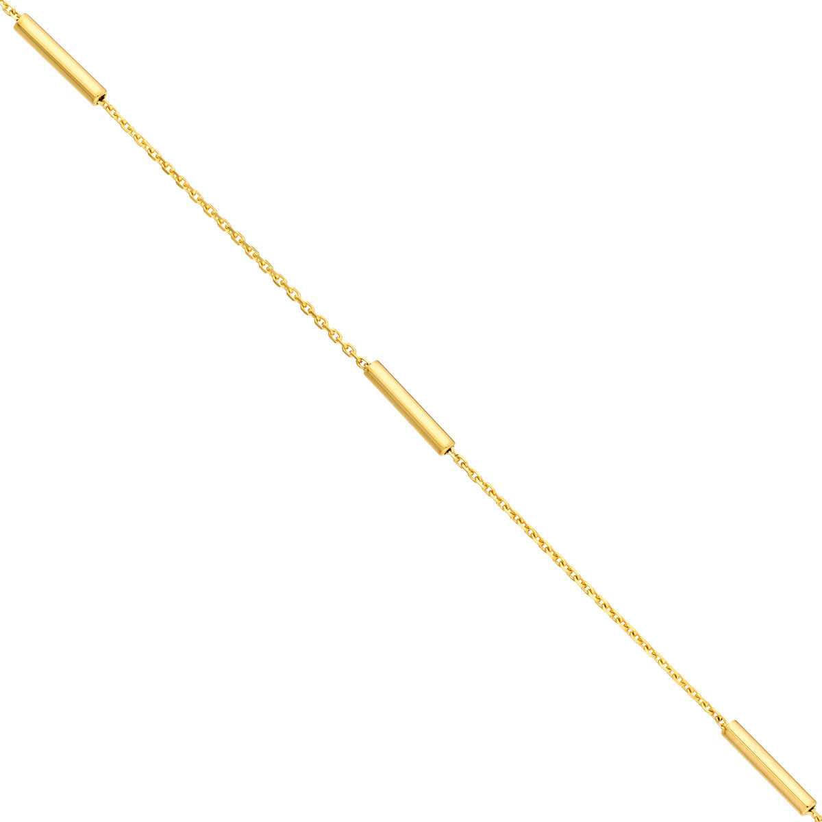 14K Yellow Gold Adjustable Dainty Bar Station Chain