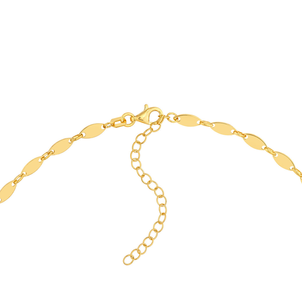 14K Yellow Gold Mirror Oval Shape Link Lariat Necklace