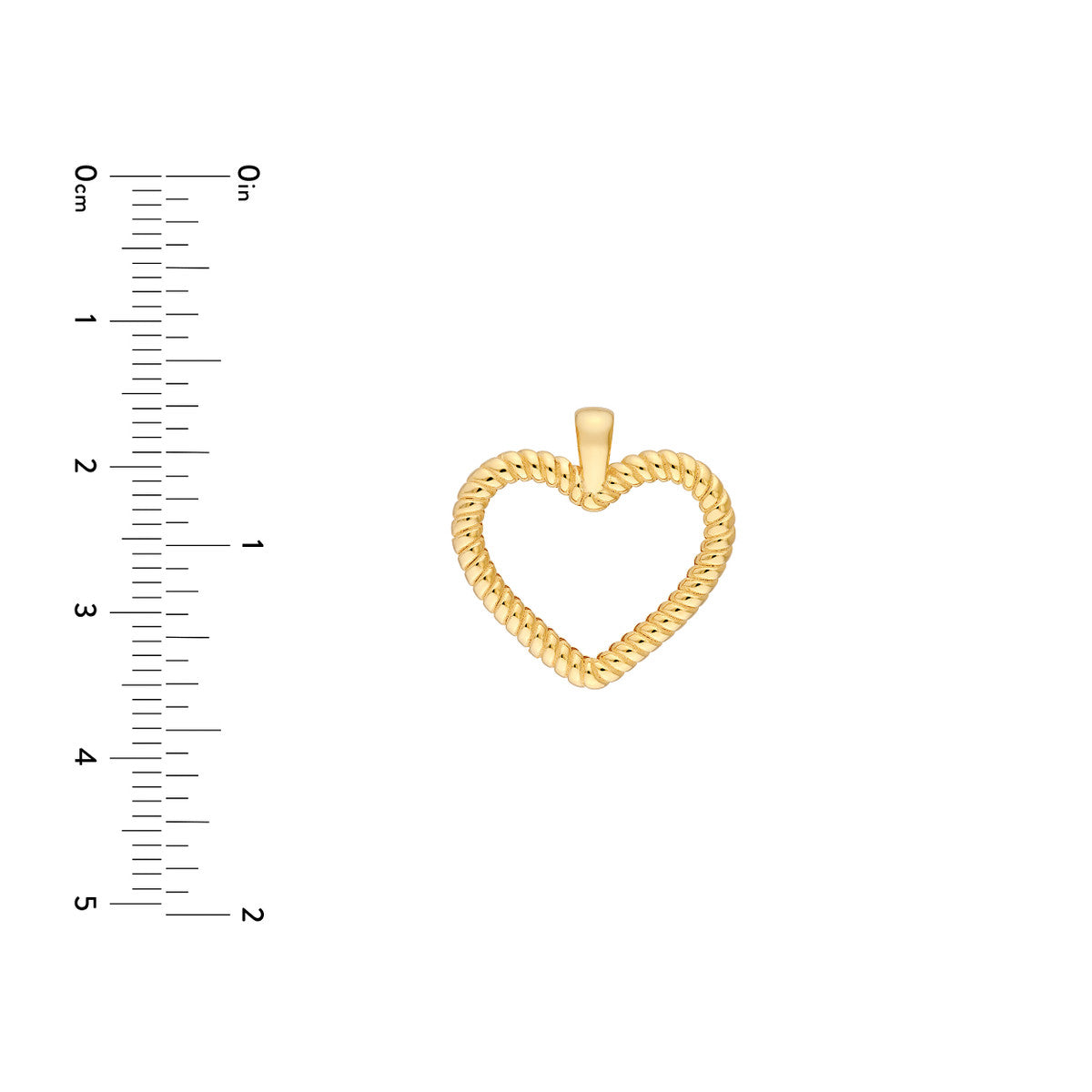 14K Yellow Gold Twisted Rope Open Heart Pendant