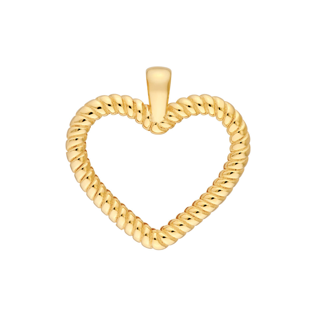 14K Yellow Gold Twisted Rope Open Heart Pendant