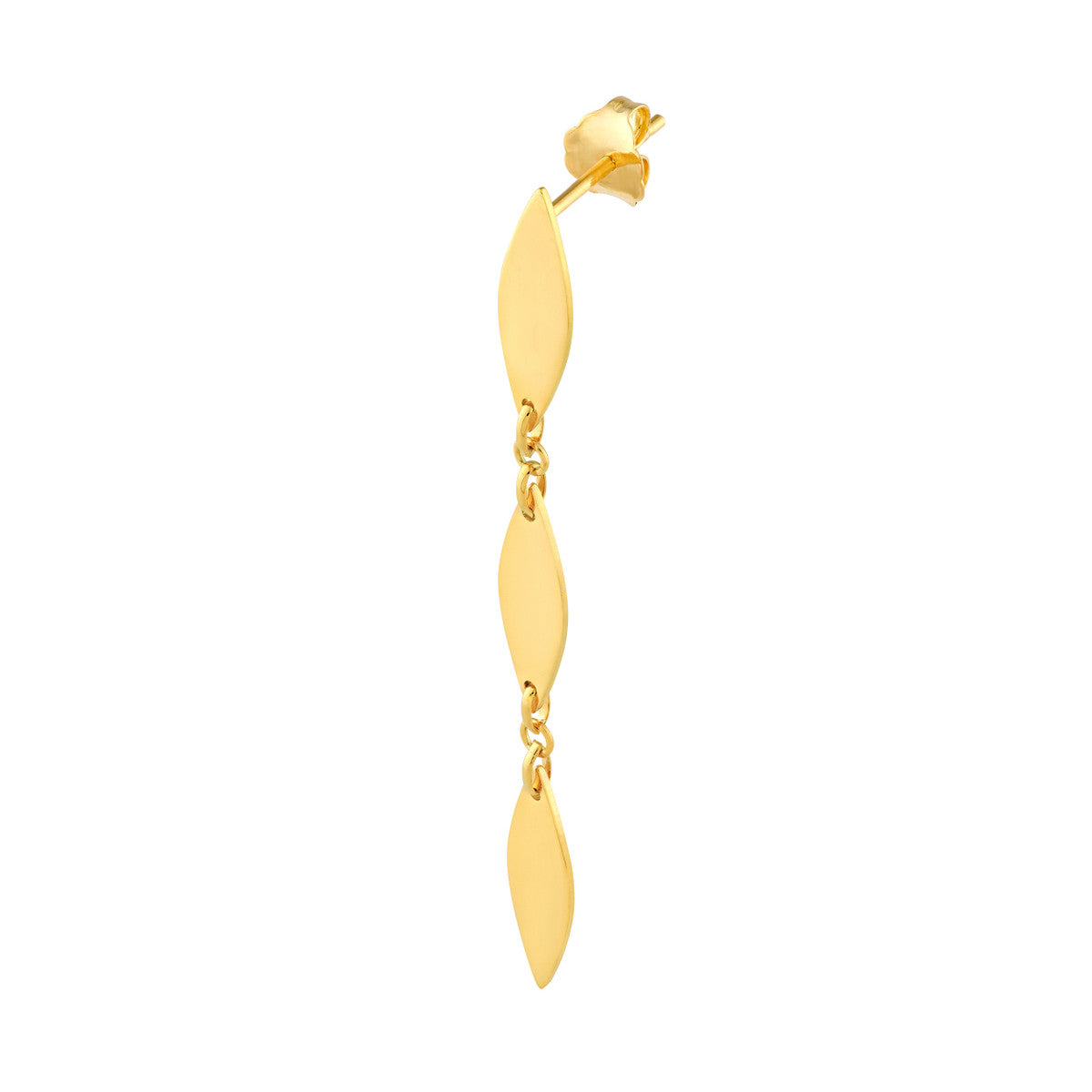 14K Yellow Gold Mirror Diamond Shape Link Dangle Earrings Birmingham Jewelry Earrings Birmingham Jewelry 