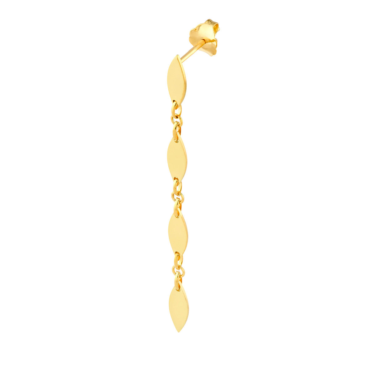 14K Yellow Gold Mirror Long Diamond Shape Link Dangle Earrings