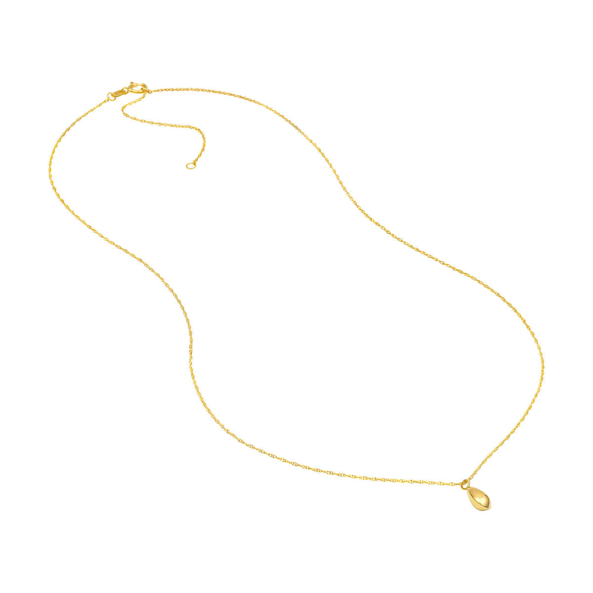 14K Yellow Gold Puffy Teardrop Pendant Necklace