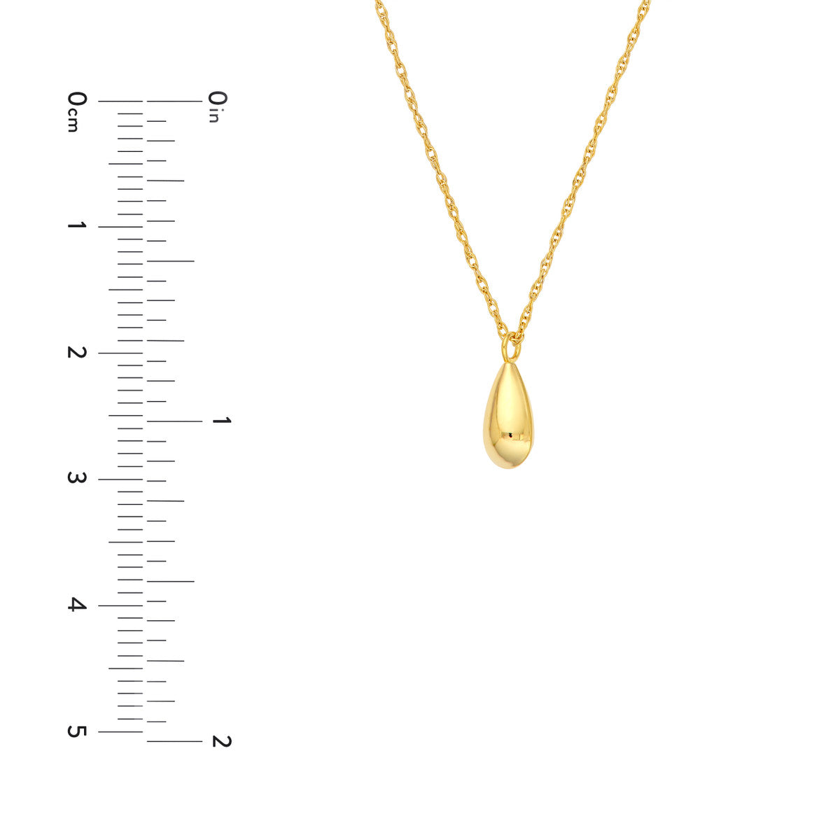 14K Yellow Gold Puffy Teardrop Pendant Necklace