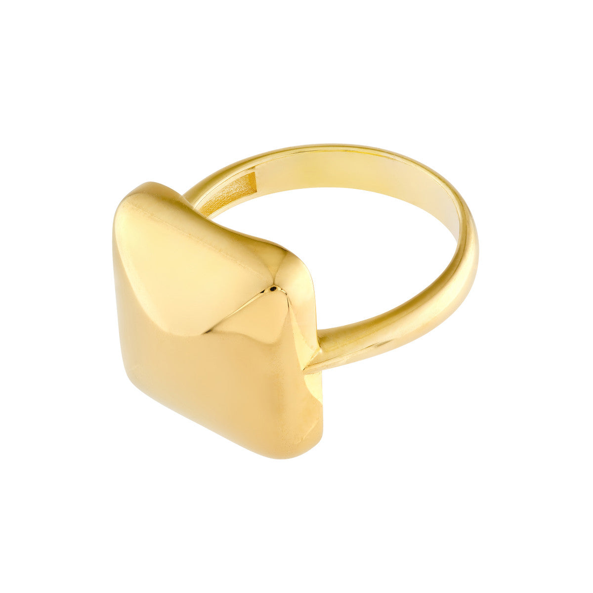14K Yellow Gold Puffy Rectangle Ring
